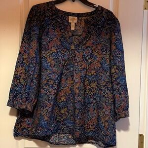 St. John’s Bay Navy Floral Peasant Tunic with Multicolor Print